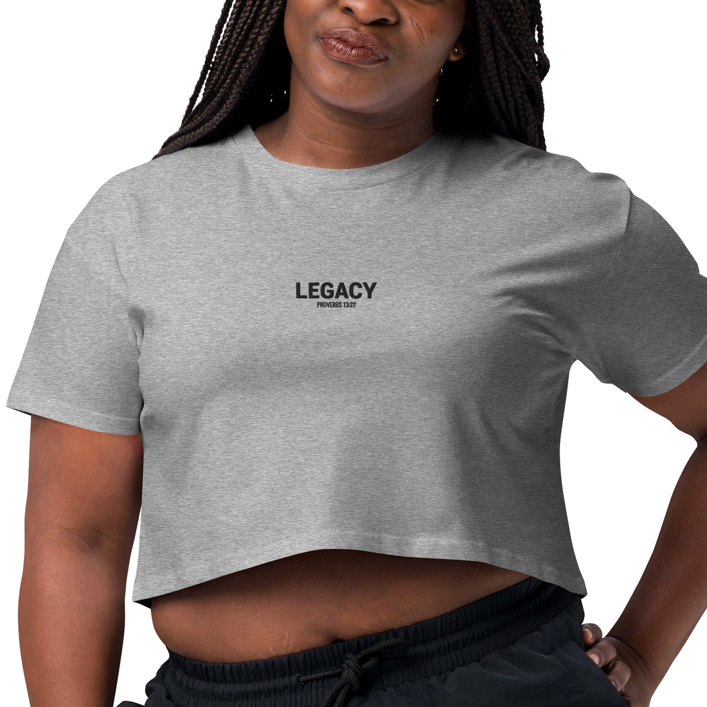 Women’s Legacy Crop Top White Text